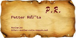 Petter Réta névjegykártya